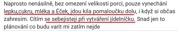 Reference – hubnutí a jídelníček
