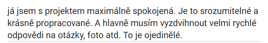 Recenze – s projektem maximálně spokojená, srozumitelné a propracované